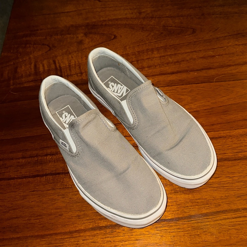 Grey Vans Slip ones, like new, size 8.5 Men, 10 Women